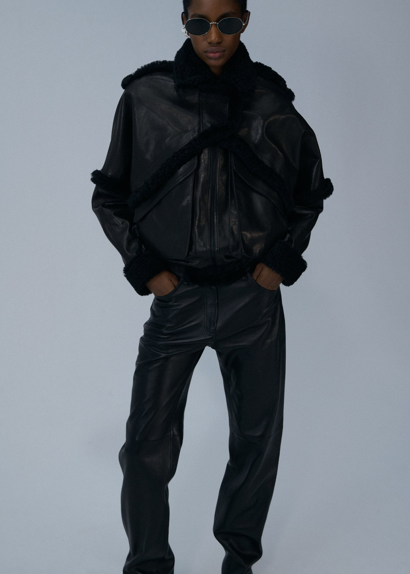 MAGDA BUTRYM Shearling bomber jacket in black outlook
