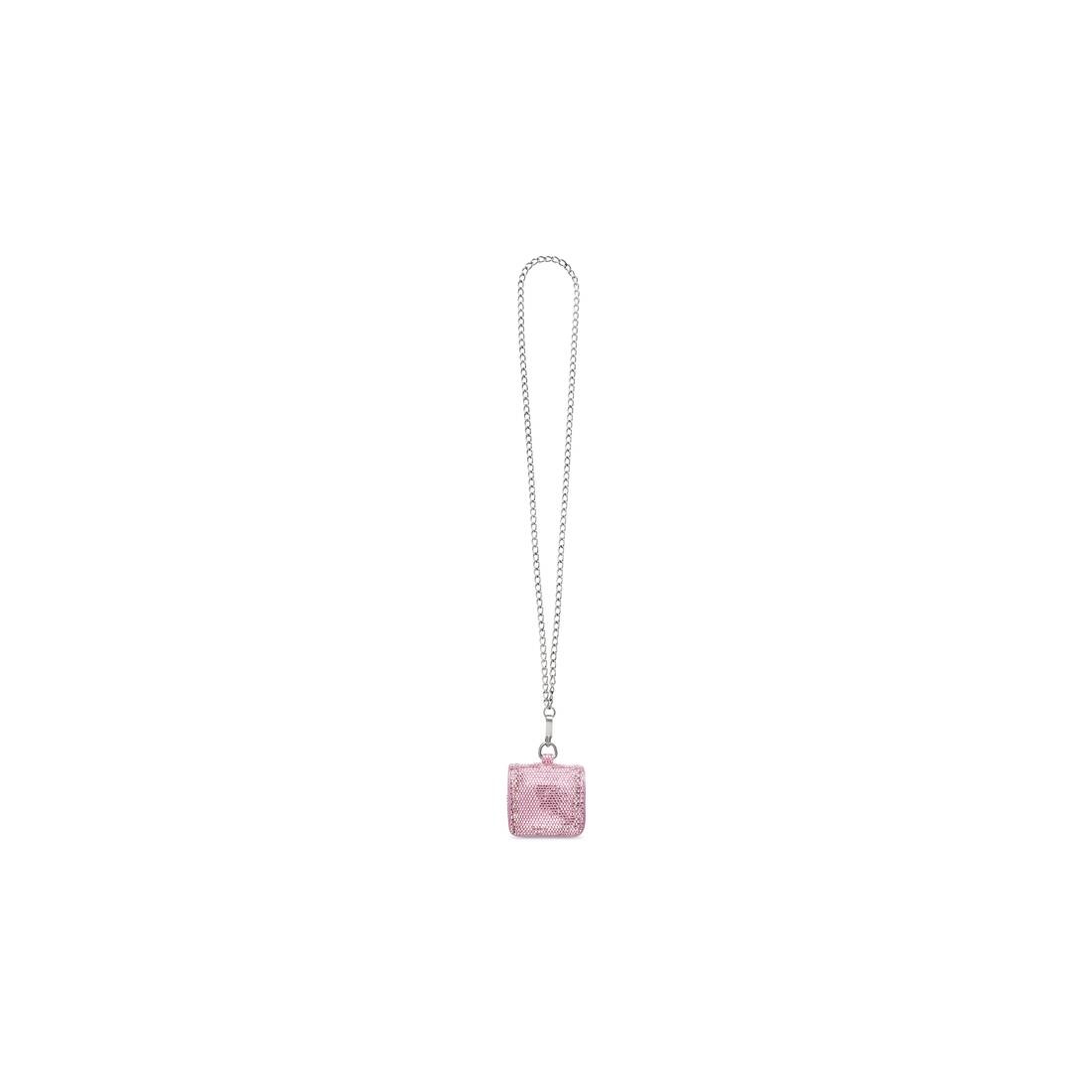 Women's Le Cagole Flap Earpods With Chain And Rhinestones  in Light Pink - 2