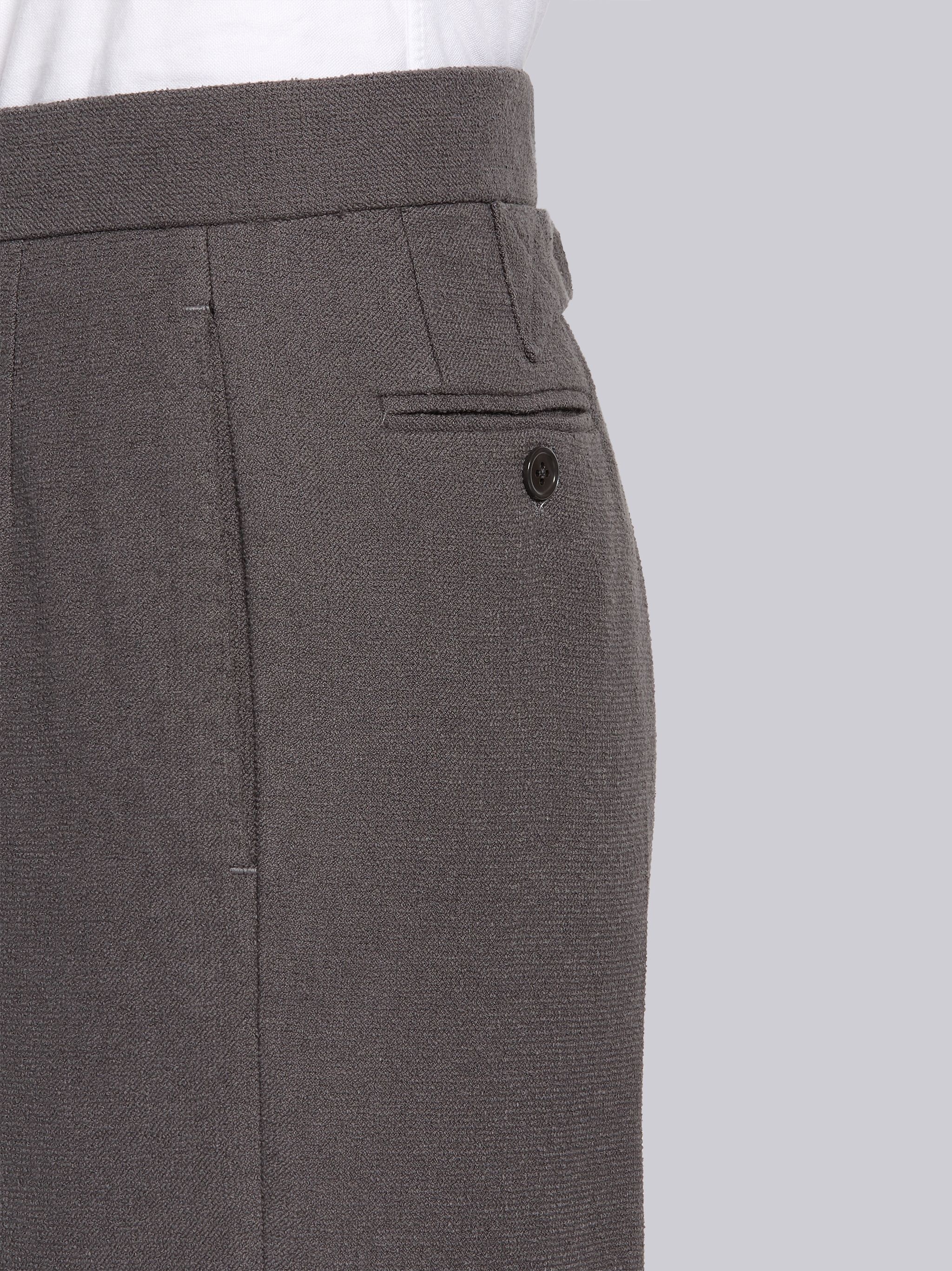 Dark Grey Cotton Boucle Suiting Side Engineered Stripe Classic Trouser - 5