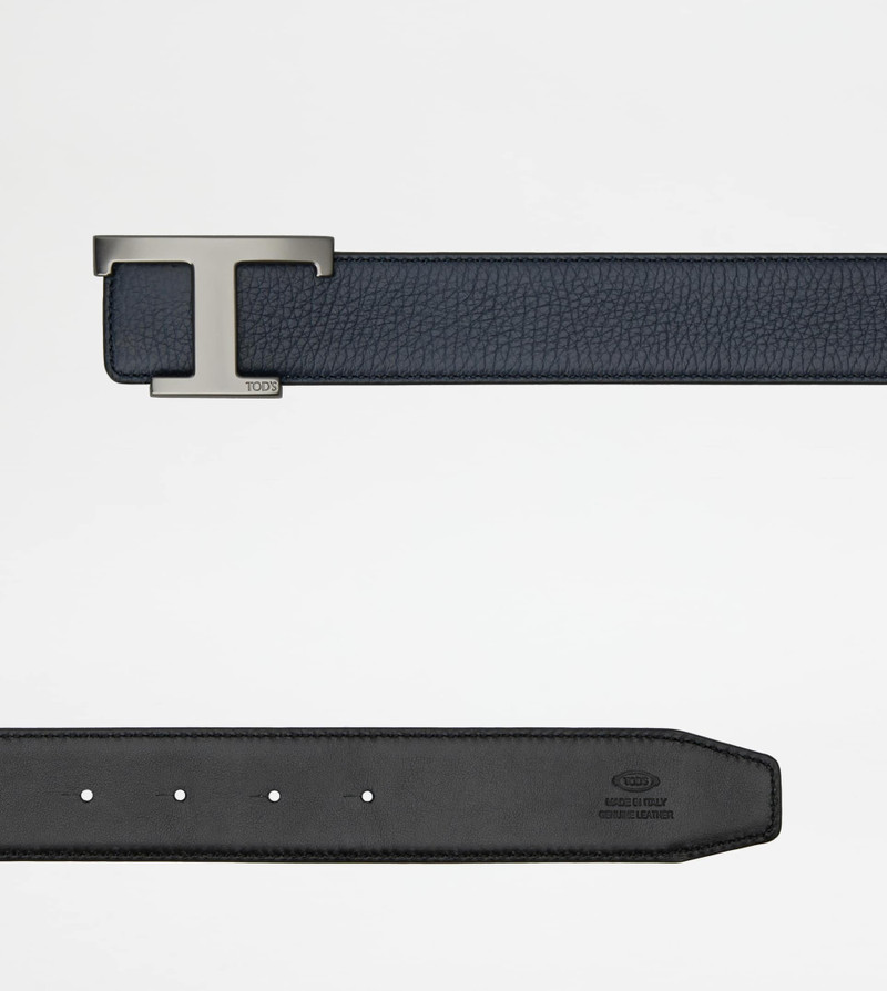T TIMELESS REVERSIBLE BELT IN LEATHER - BLACK, BLUE 3