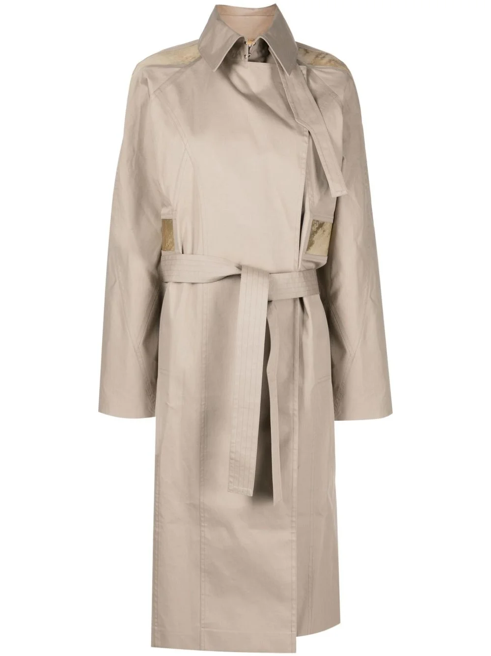 layered belted trench coat - 1