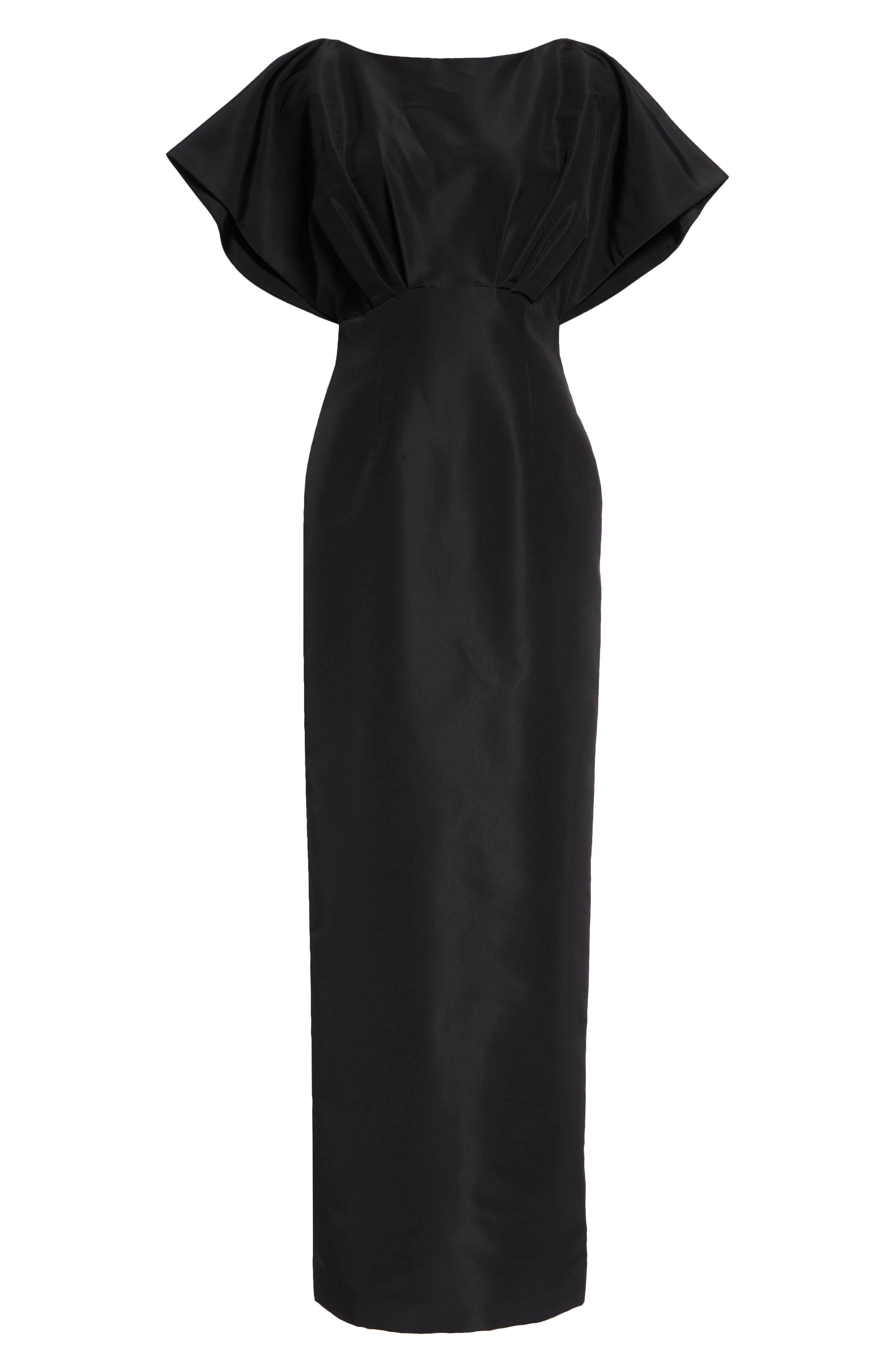 Carolina Herrera Fan Bodice Silk Faille Column Gown in Black at Nordstrom - 5