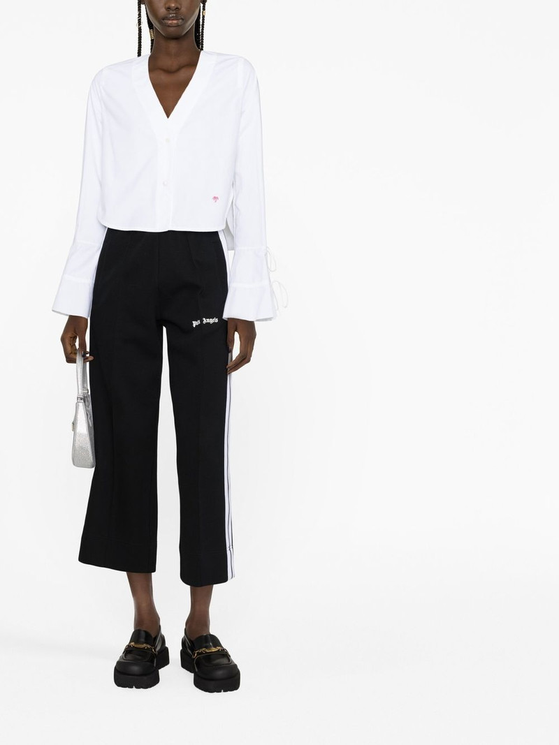 Palm Angels flute-sleeves cropped cotton shirt outlook