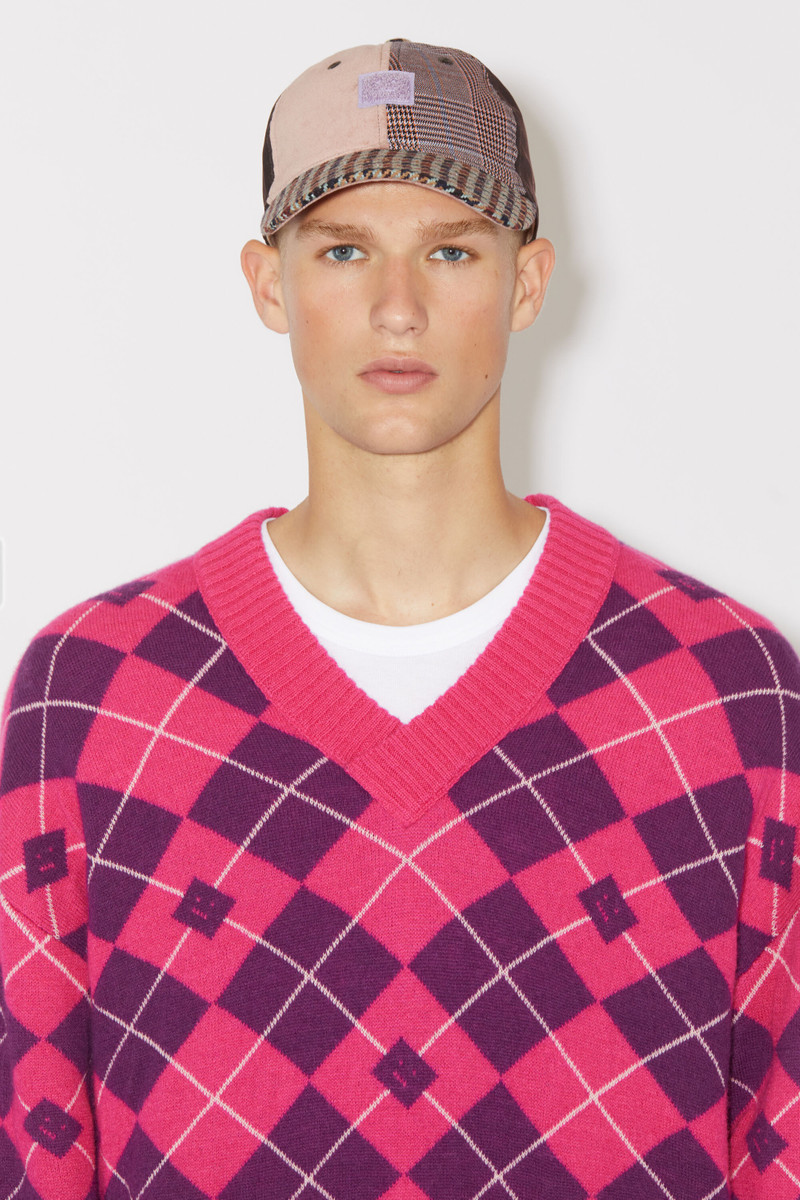 Argyle jacquard wool jumper - Bright pink/mid purple 4