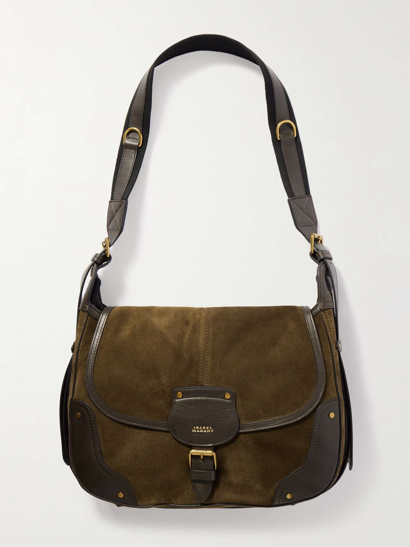 Isabel Marant Sierra leather-trimmed suede shoulder bag