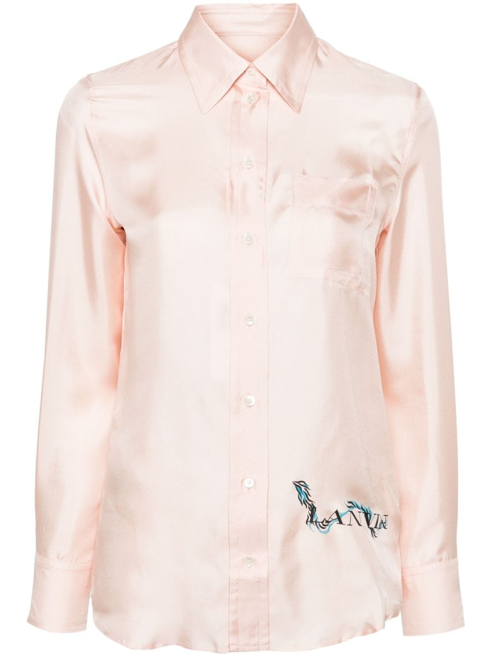 logo-print silk shirt - 1