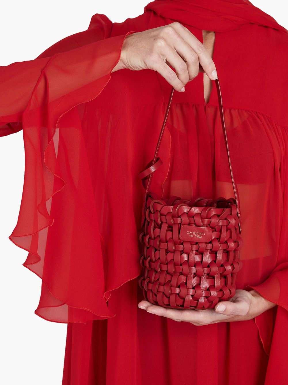 woven lambskin bucket bag - 2