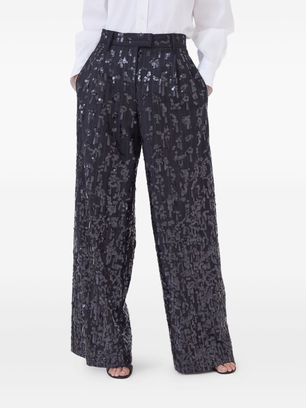 pinstripe sequin-embellished trousers - 3