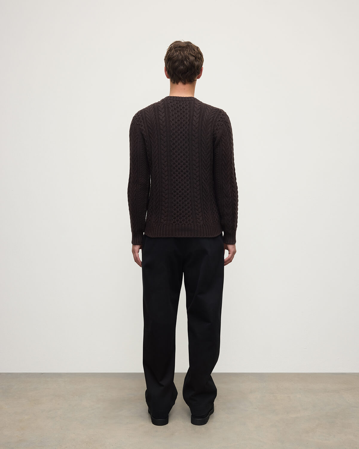 Aran Cable Brown Cashmere Jumper - 4