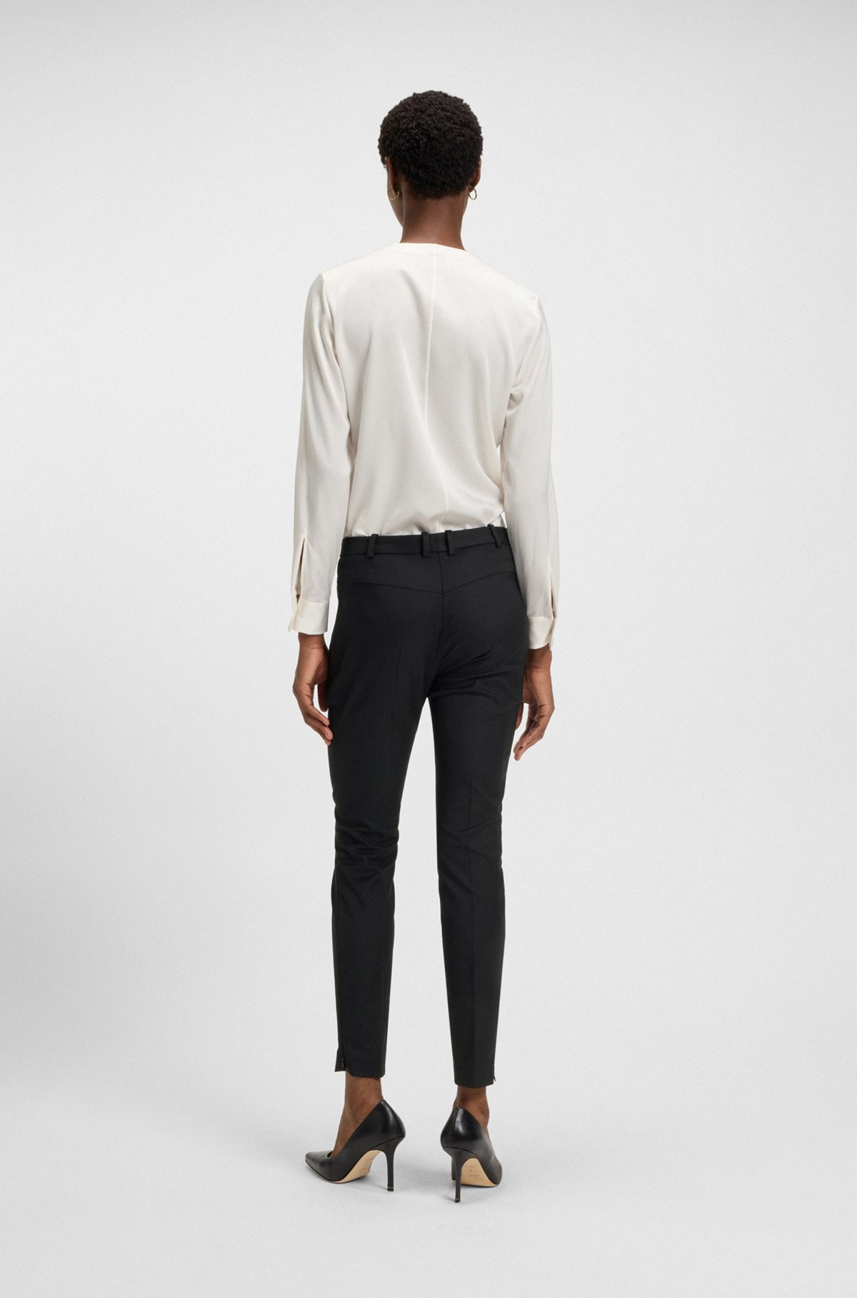 CROPPED SLIM-FIT TROUSERS WITH ZIPPED HEMS - 4