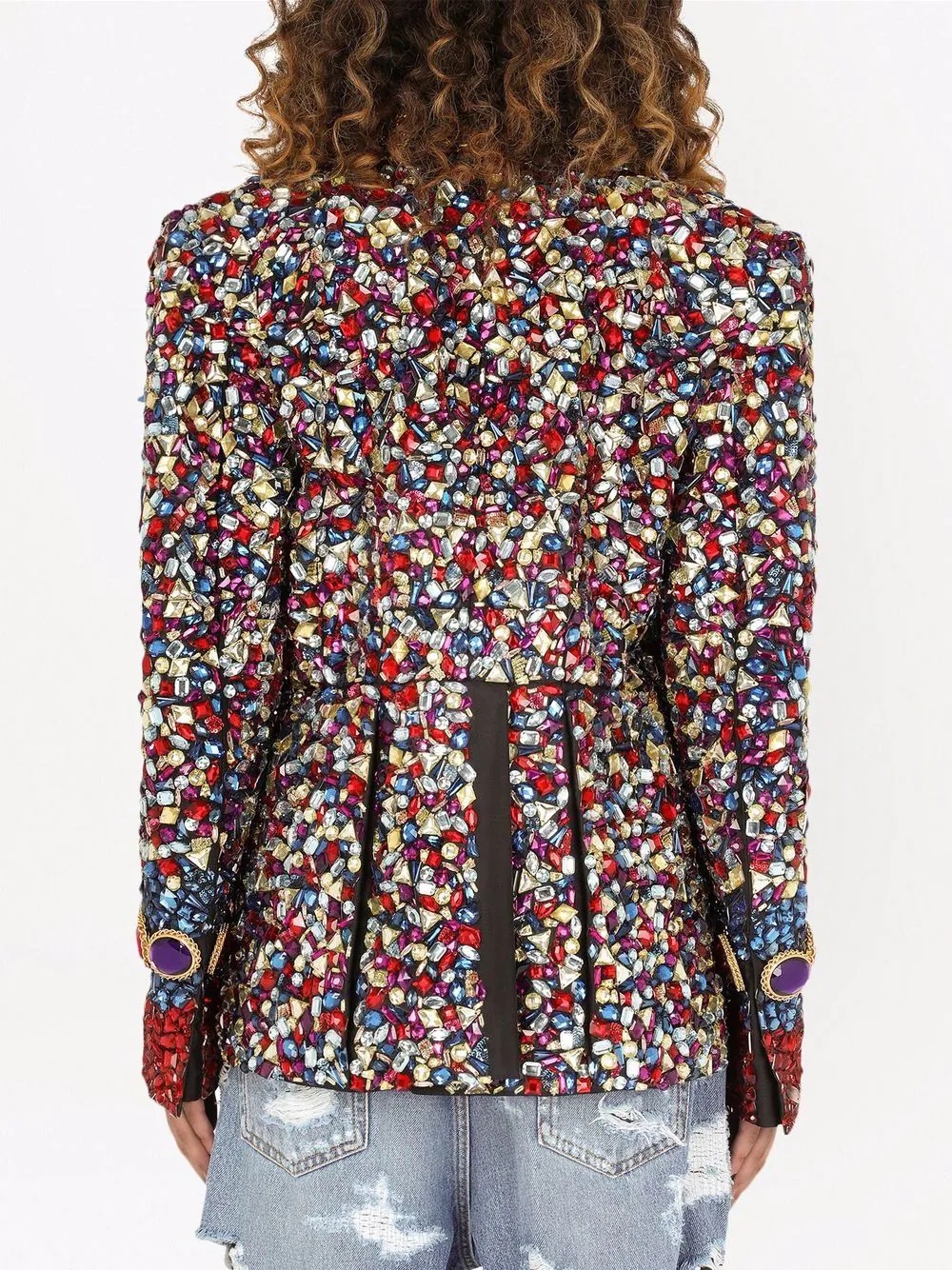 crystal-embellished high-low jacket - 4