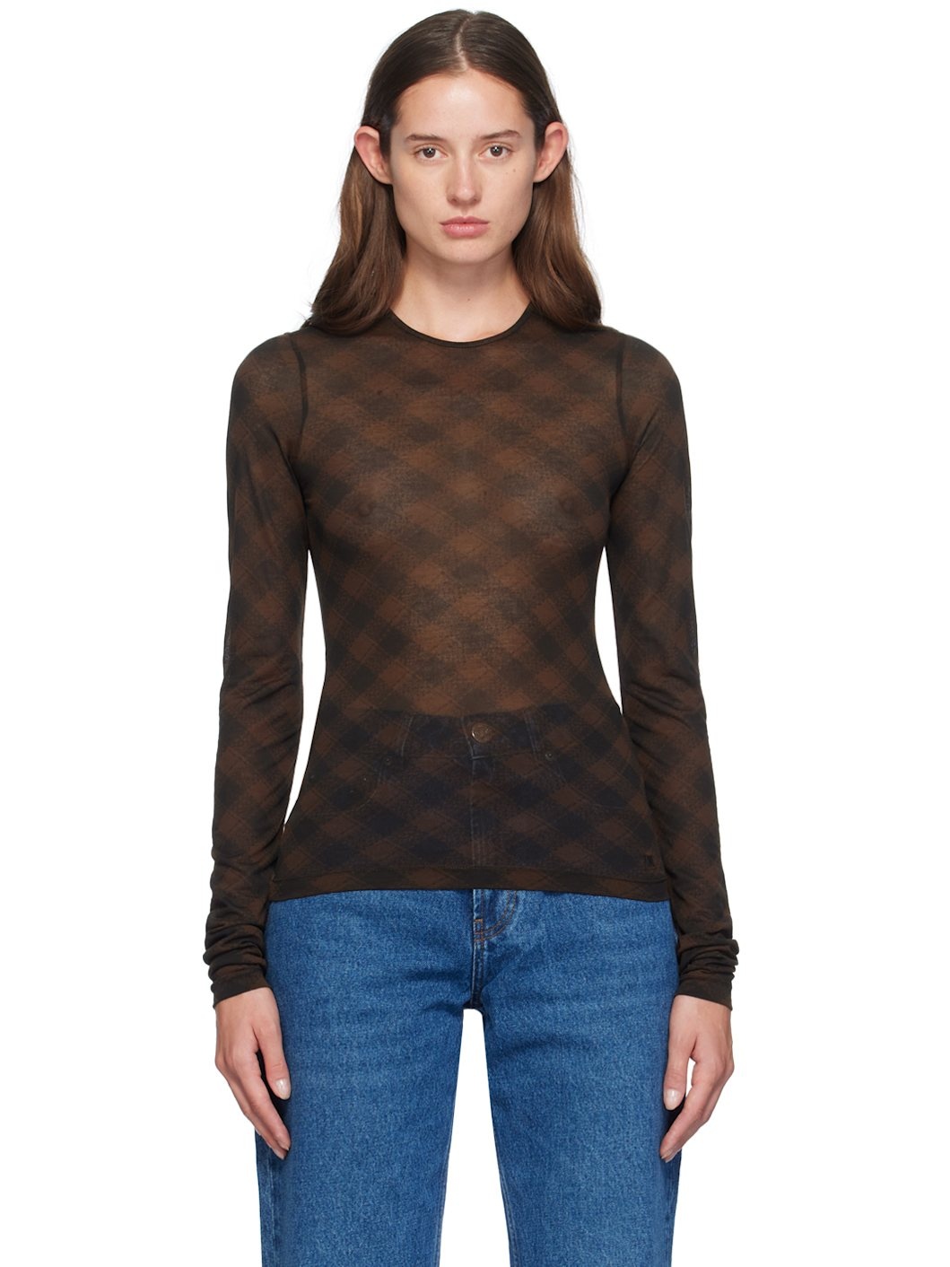 Brown Fluide Long Sleeve T-Shirt - 1