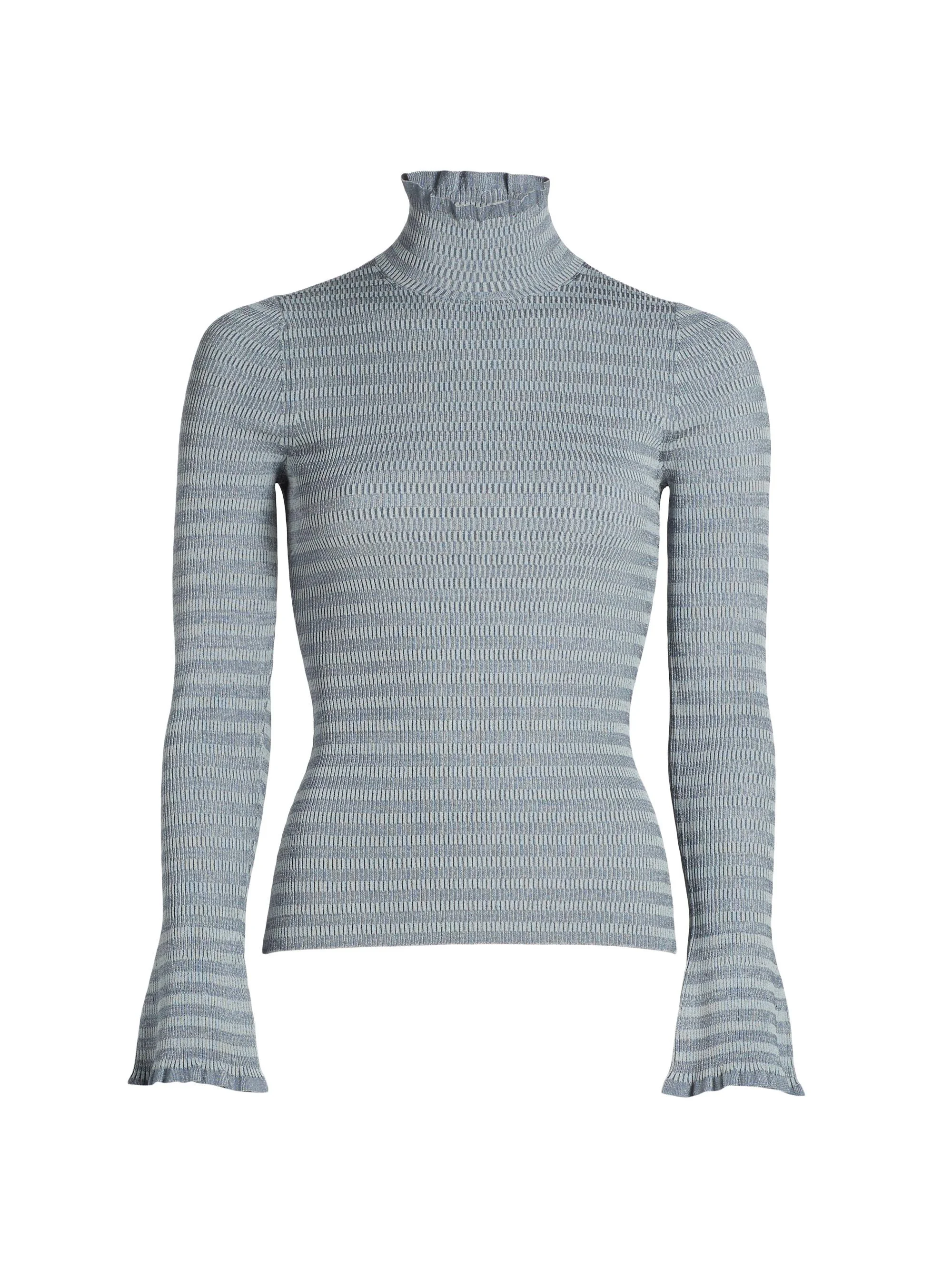Women's Phyllis Striped Geometric-Knit Turtleneck Sweater - Slate - 1