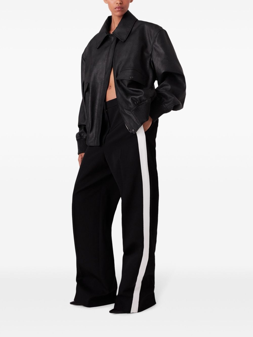stripe-detail straight-leg trousers - 2