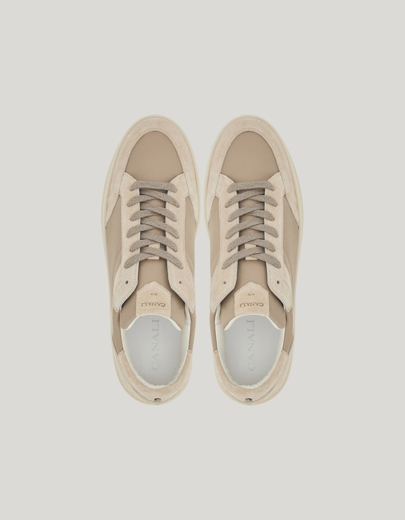 CANALI NUVOLA BEIGE NYLON AND SUEDE SNEAKERS 4