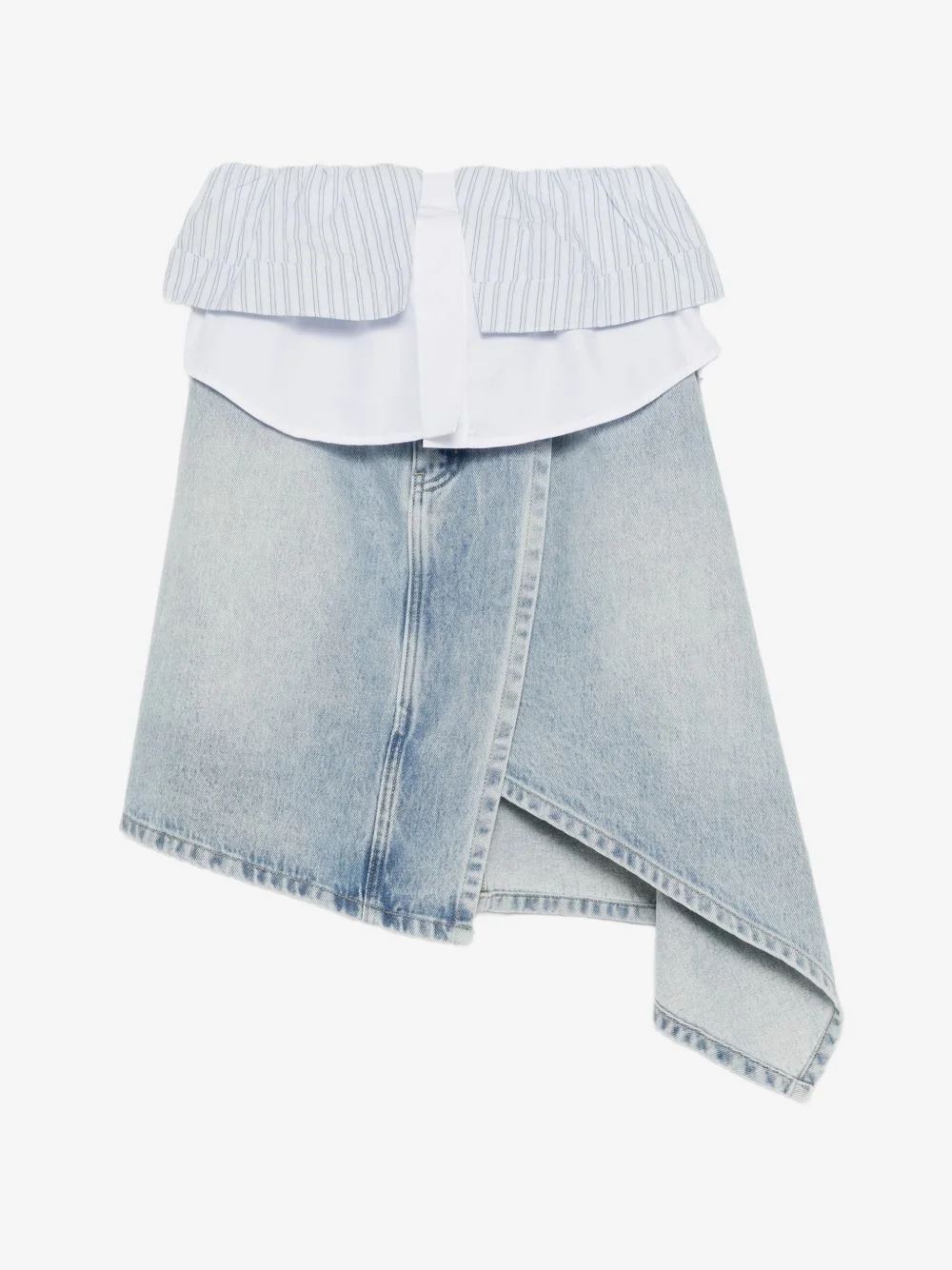 asymmetric panelled denim skirt - 1