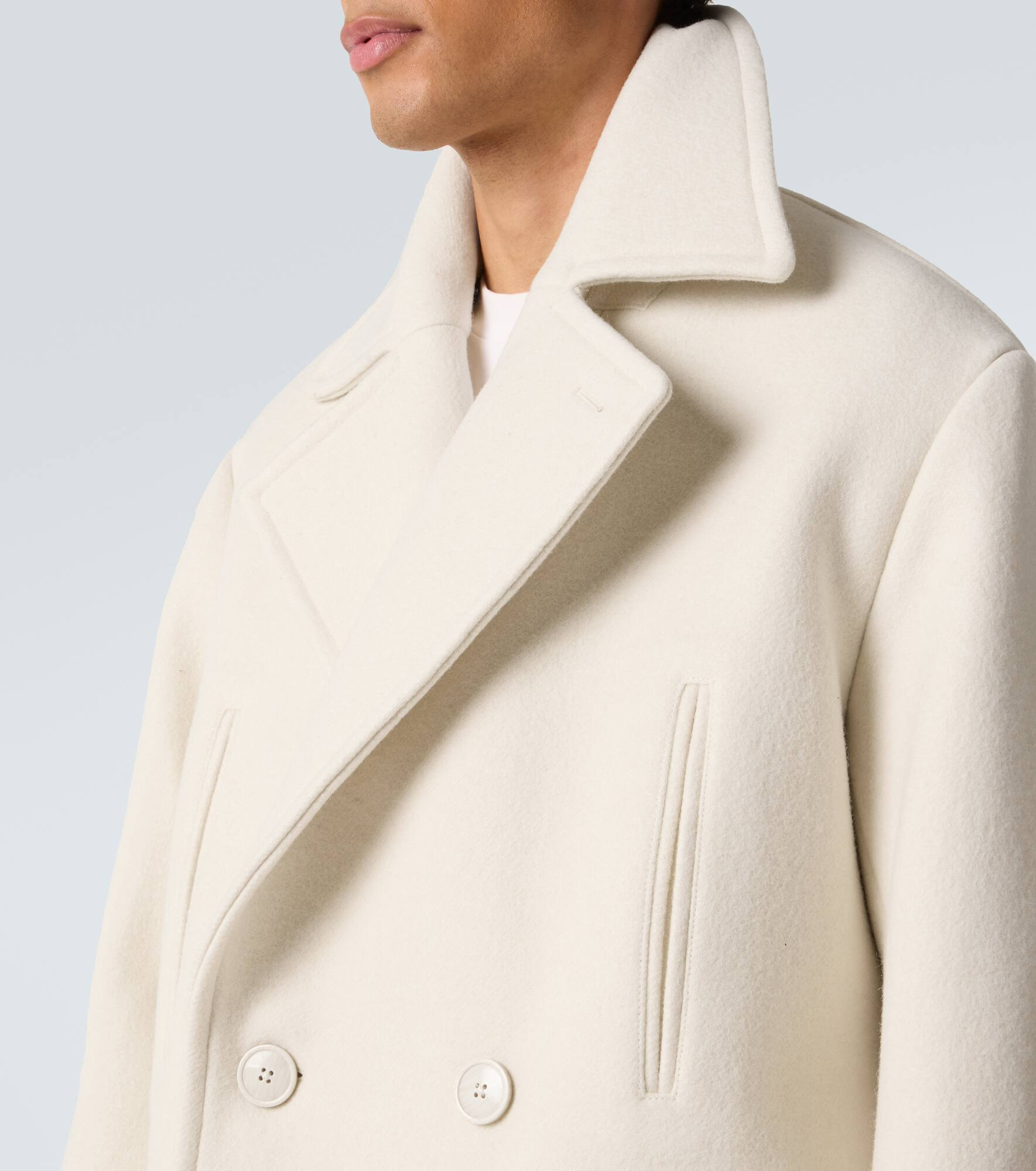 Double-breasted wool and cotton coat - 6