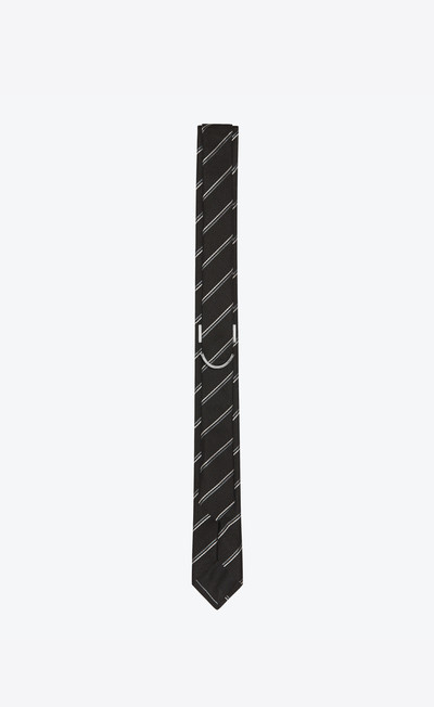 SAINT LAURENT narrow tie in striped silk outlook