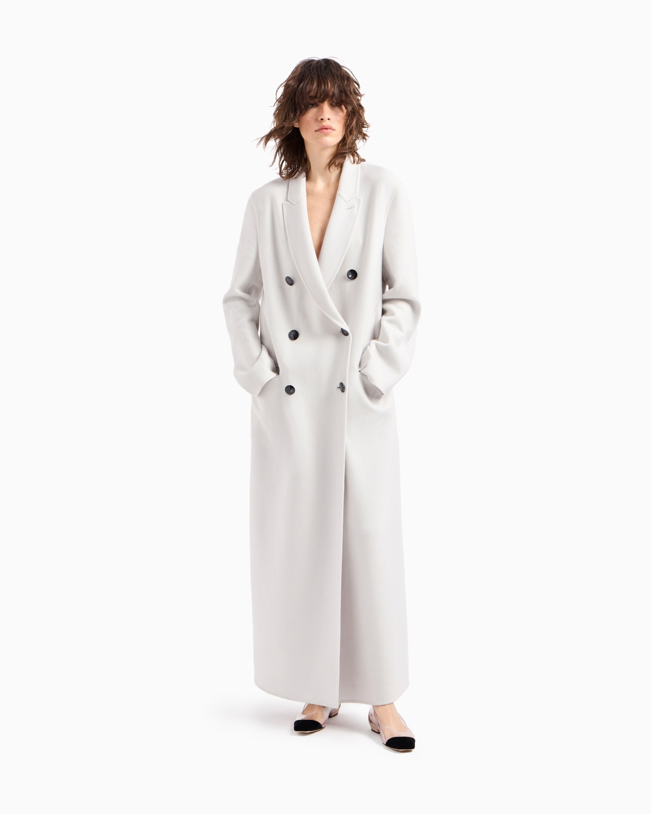 Double-breasted long coat in double cashmere - 2