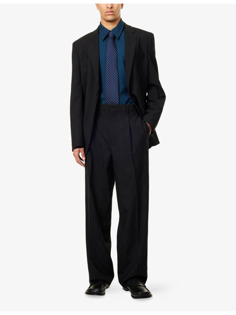 Marni Geometric Jacquard Straight-Leg Wool Trousers outlook