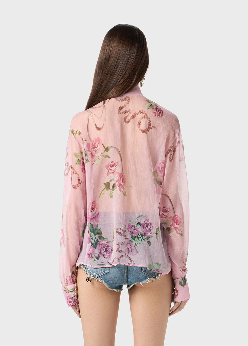 ROSE PRINT SILK CREPONNE BLOUSE 3