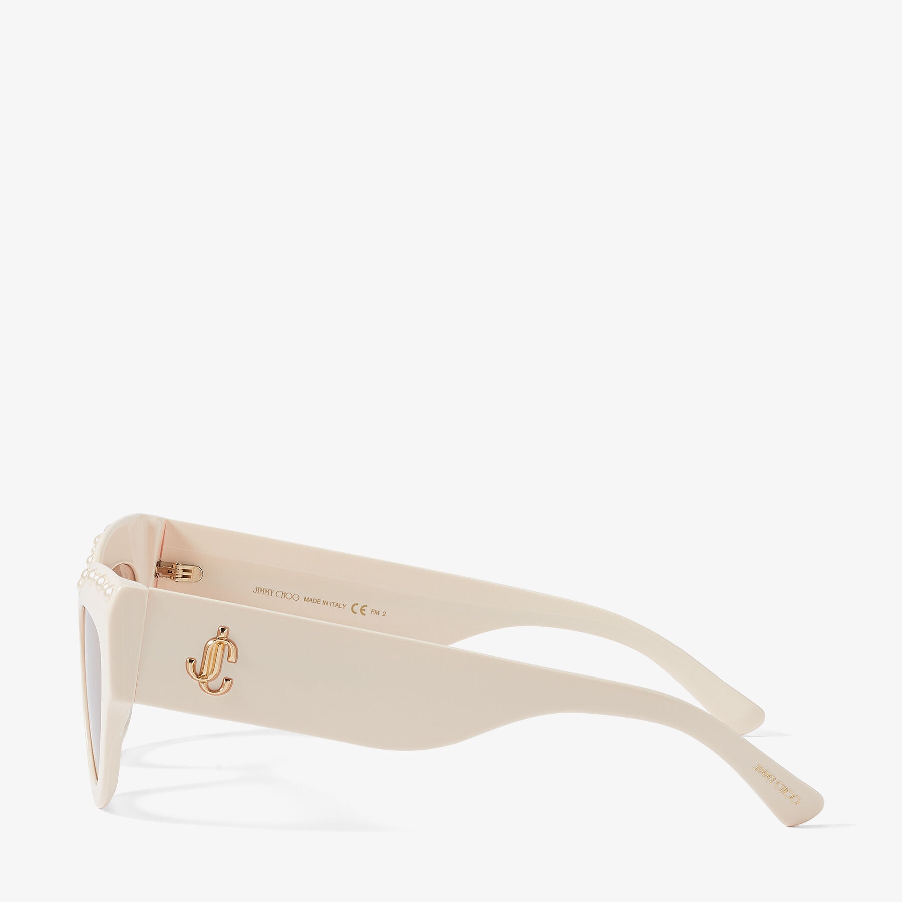 Sonja
Ivory Cat-Eye Sunglasses with Cream Pearls - 2
