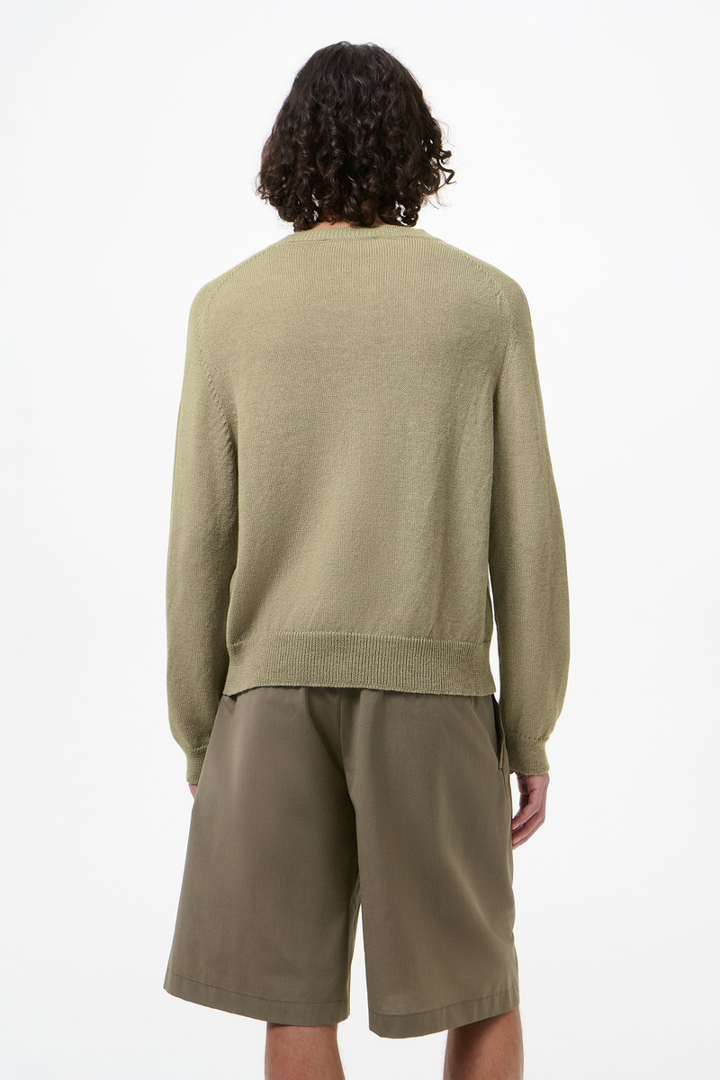 True Cardigan Silver Sage Coarse Linen Wool 6
