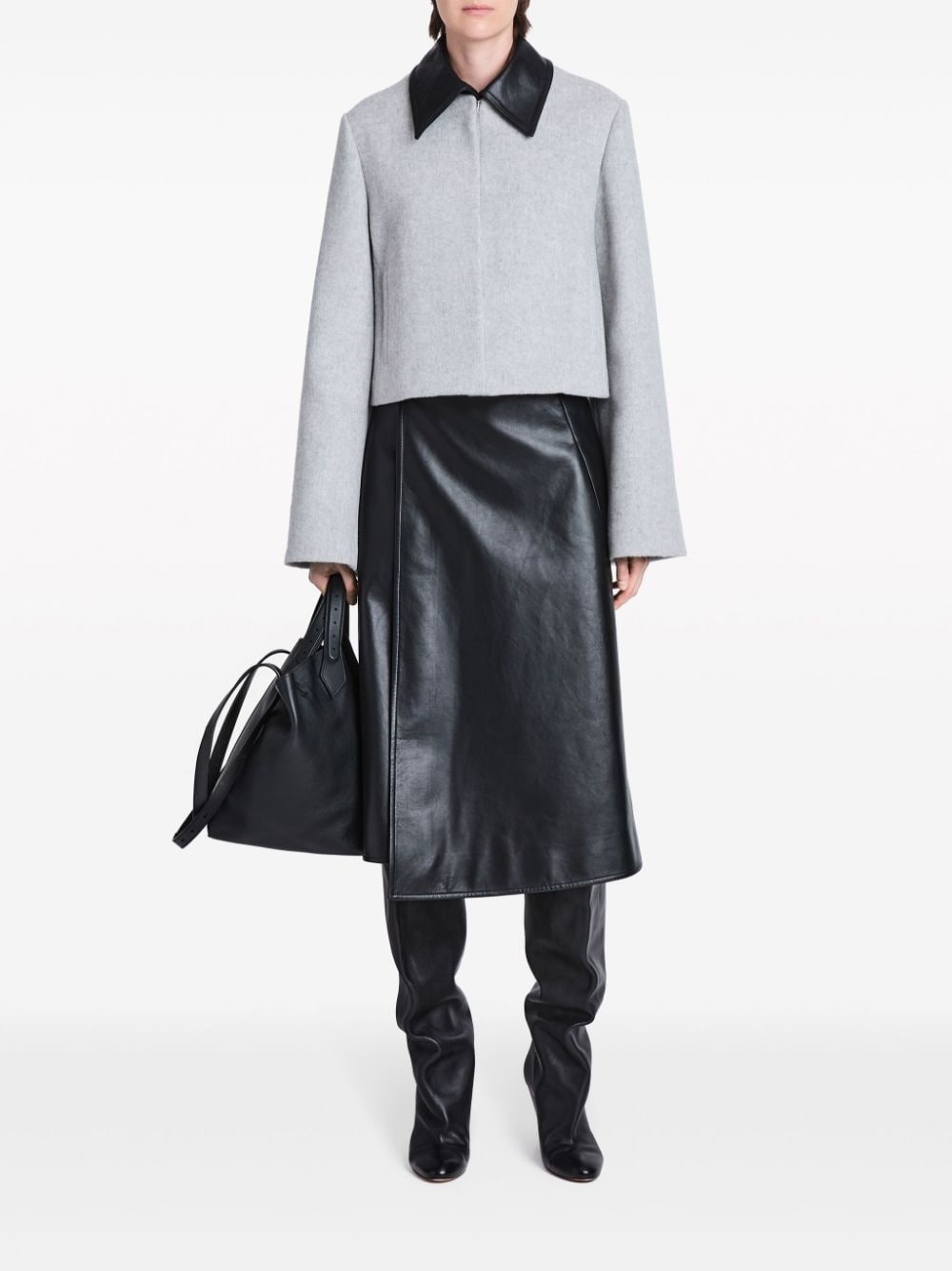Bridget leather-collar cropped jacket - 2