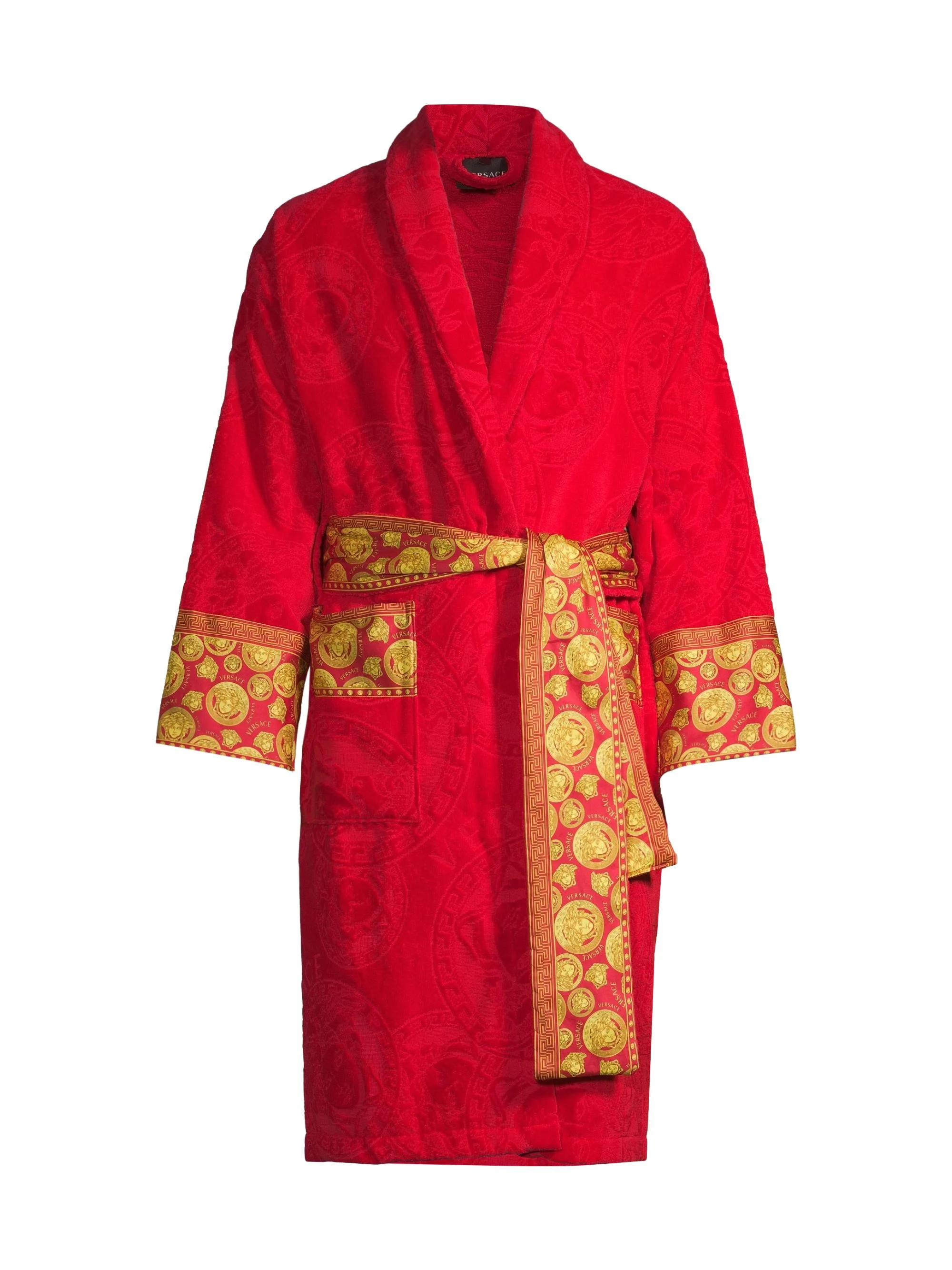 Men's Cotton Logo Bathrobe - Red Gold - 1