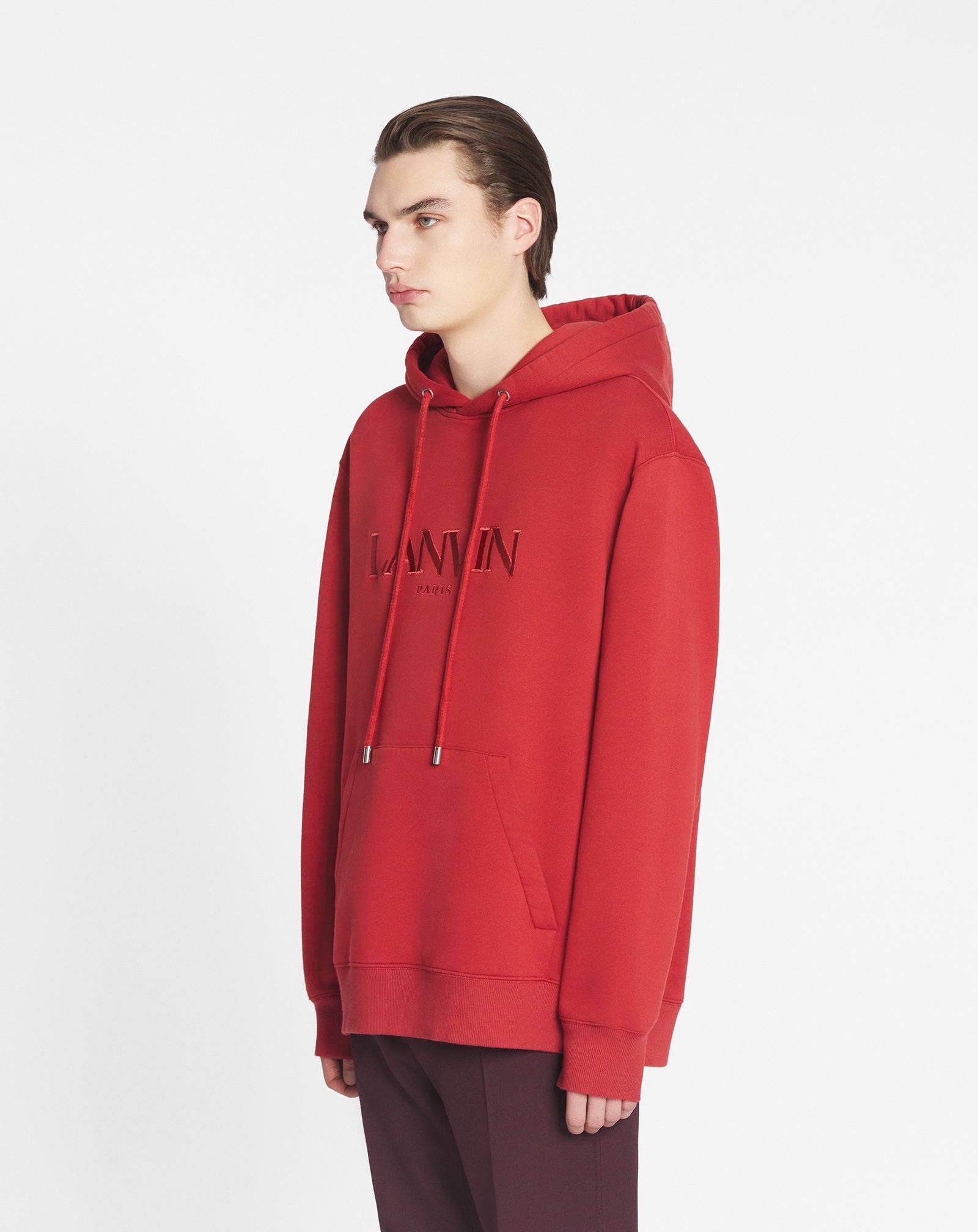 LANVIN PARIS EMBROIDERED LOOSE-FITTING HOODIE - 3