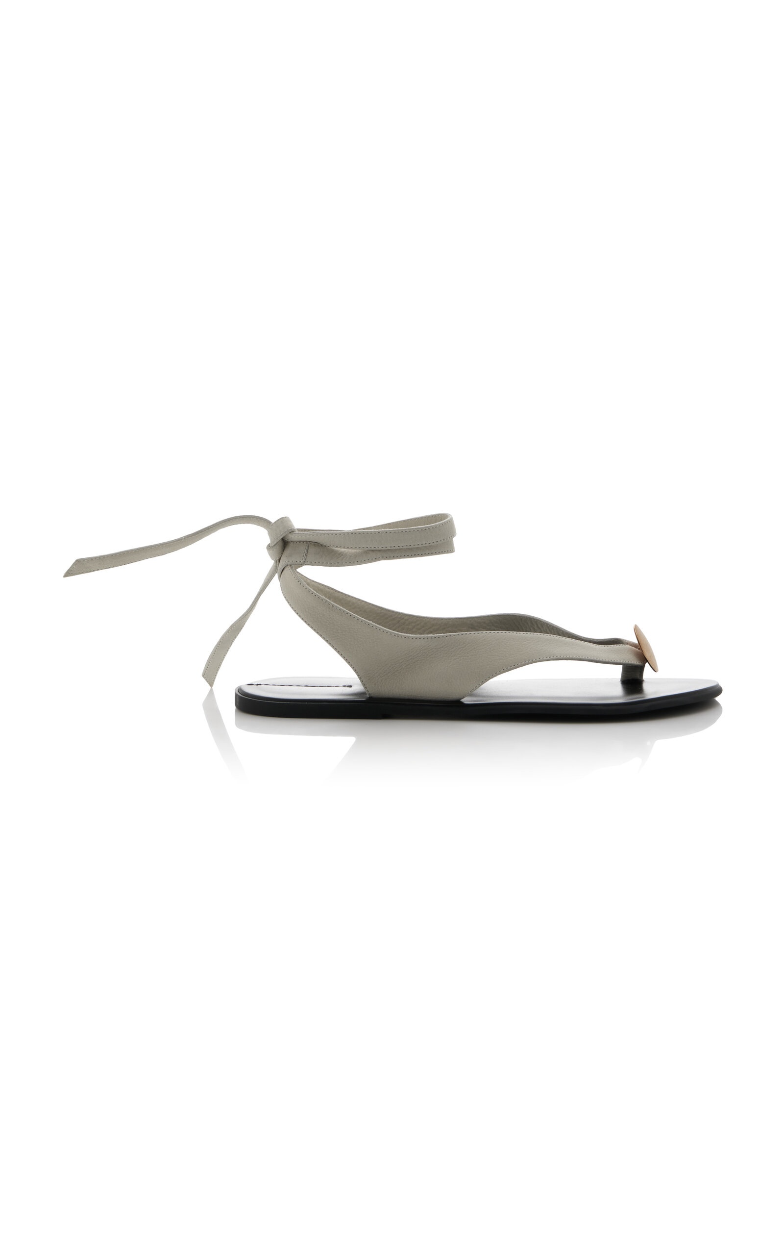 Charm Beach Tie-Up Leather Sandals white - 1