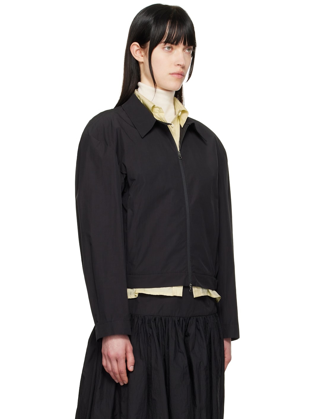Black Cropped Zip-Up Jacket - 2