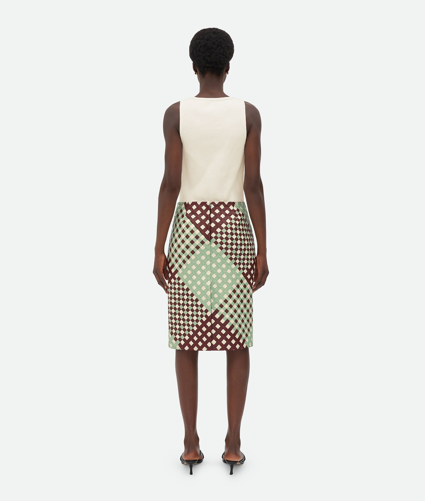 Tricolor Intrecciato Leather Skirt - 3
