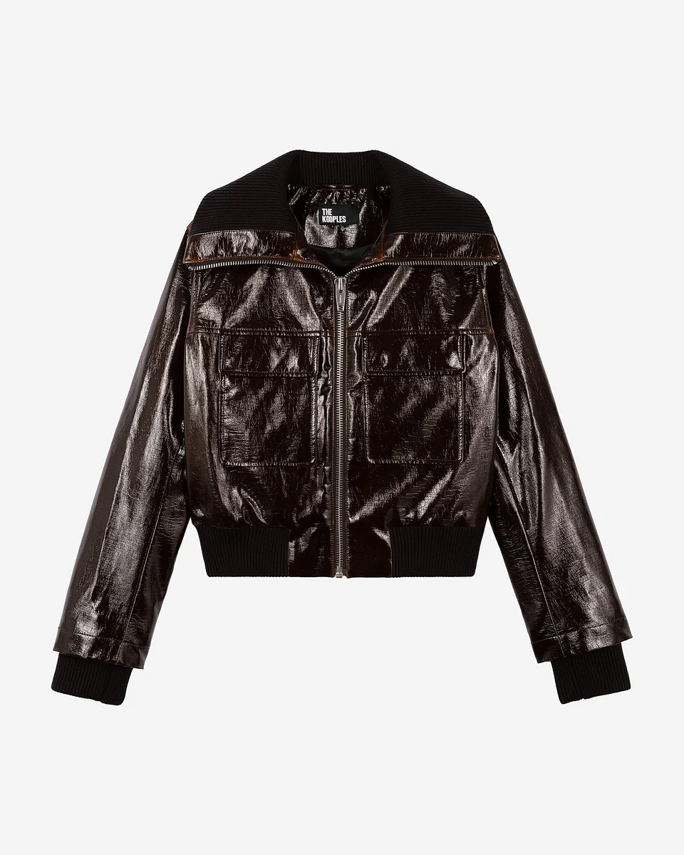 BROWN VINYL-EFFECT JACKET - 1