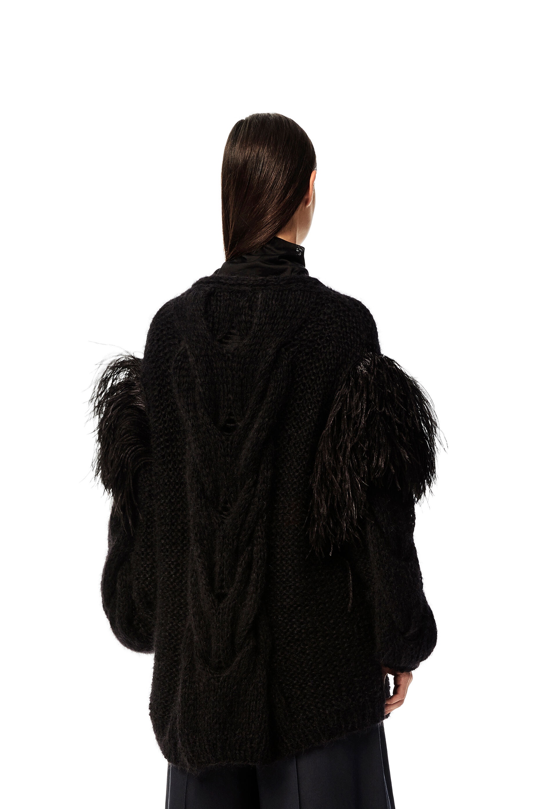 Feather trim cardigan in mohair - 4