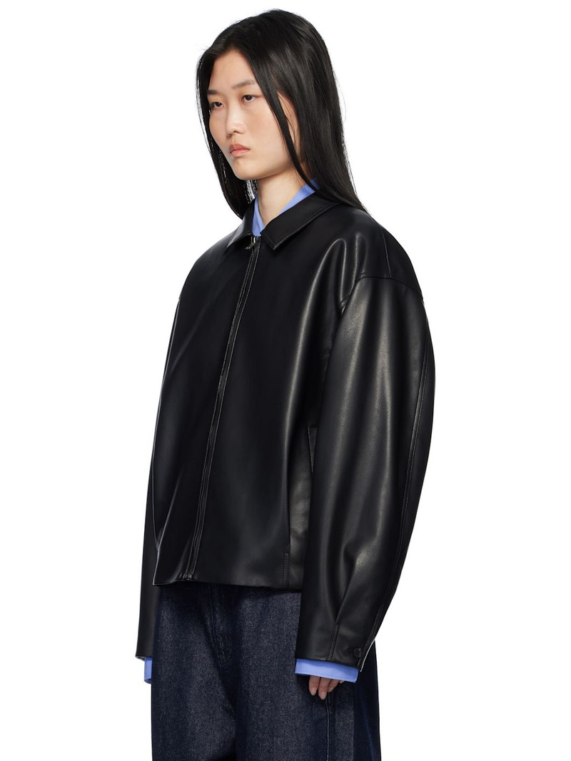 LE17SEPTEMBRE Black Spread Collar Faux-Leather Jacket outlook