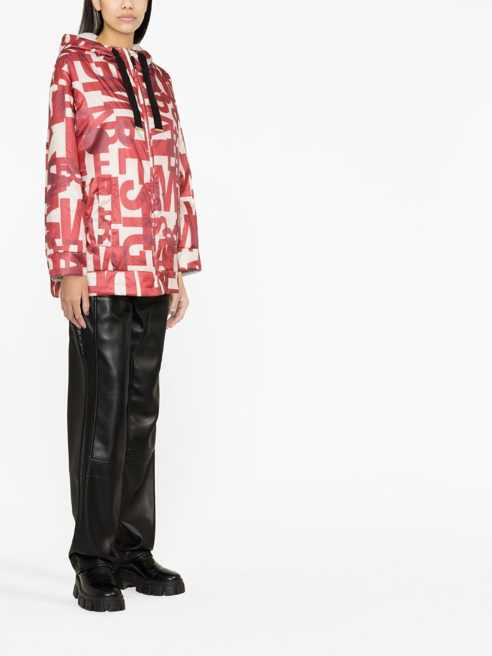 logo-print reversible hooded coat - 4