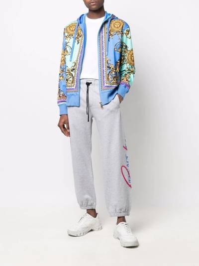 VERSACE JEANS COUTURE baroque-print zip-through hooded sweatshirt outlook