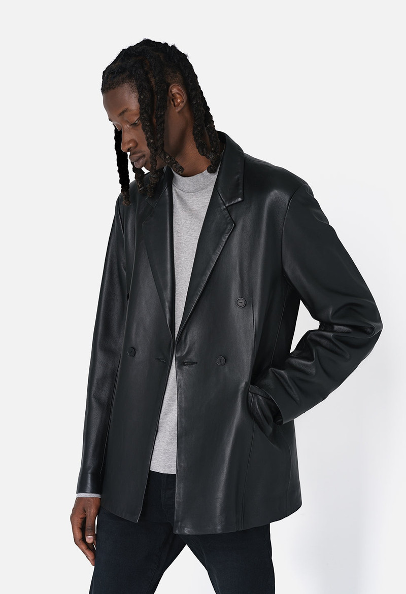 LEATHER DOUBLE BREASTED BLAZER 12