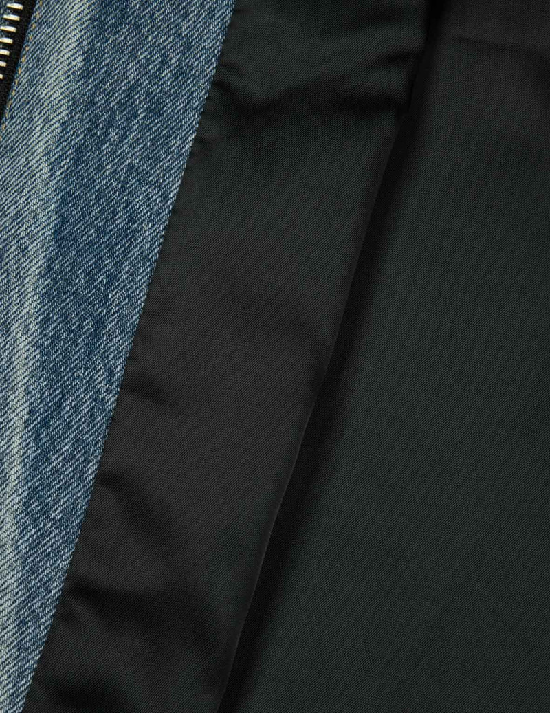 LEATHER LOGO AND SEAGULL APPLIQUÉ REGULAR FIT DENIM MOTO JACKET 14