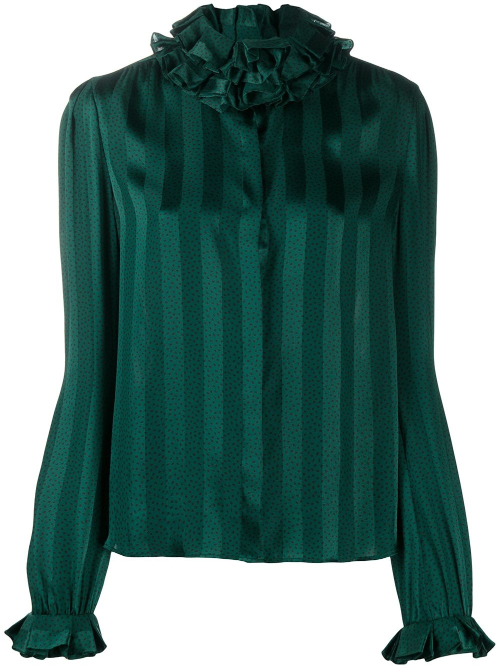 ruffled-neck silk blouse - 1