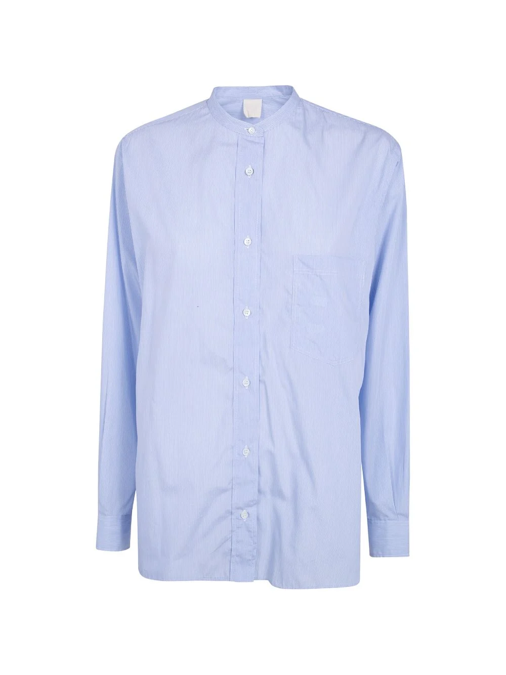 striped-pattern band-collar shirt - 1