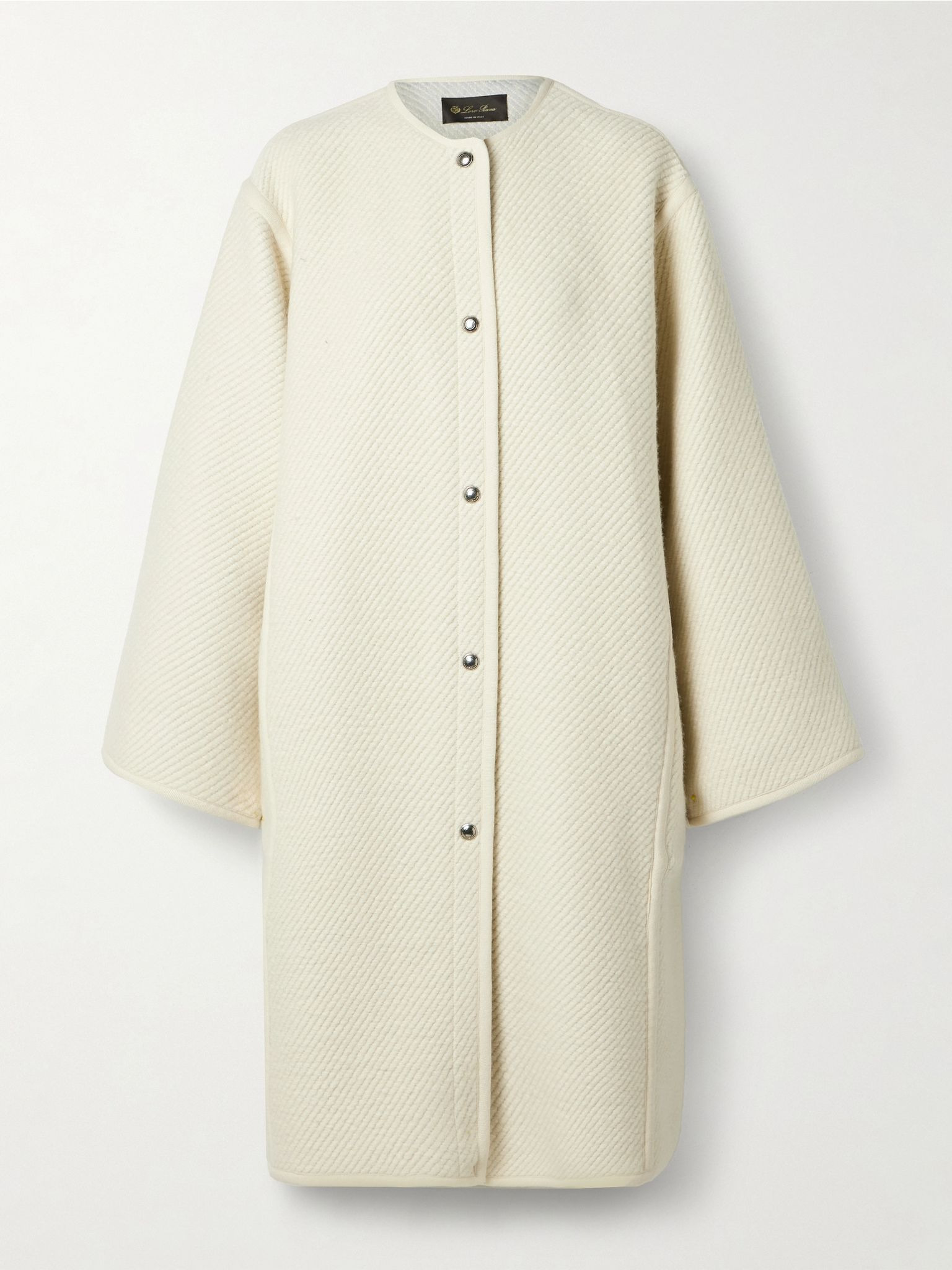 Silk, wool, cashmere and linen-blend coat White - 1