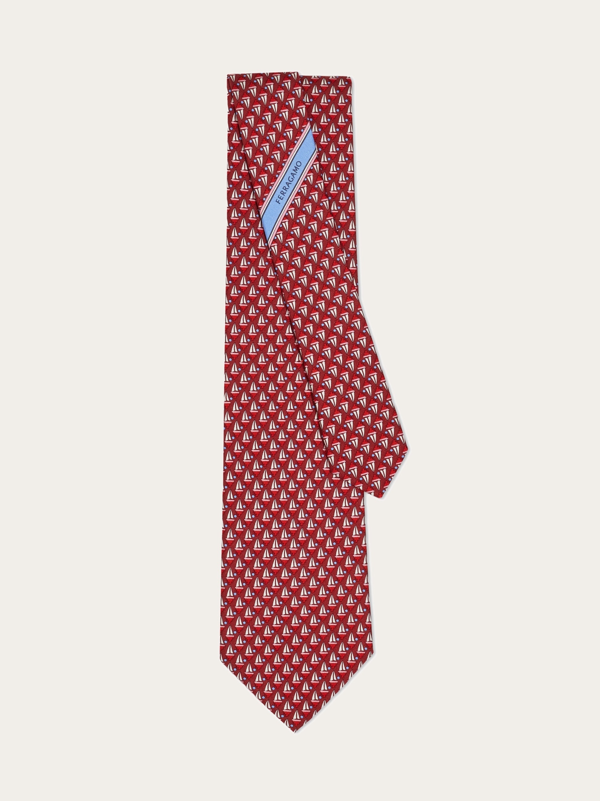 Sailing boat print silk tie - 3