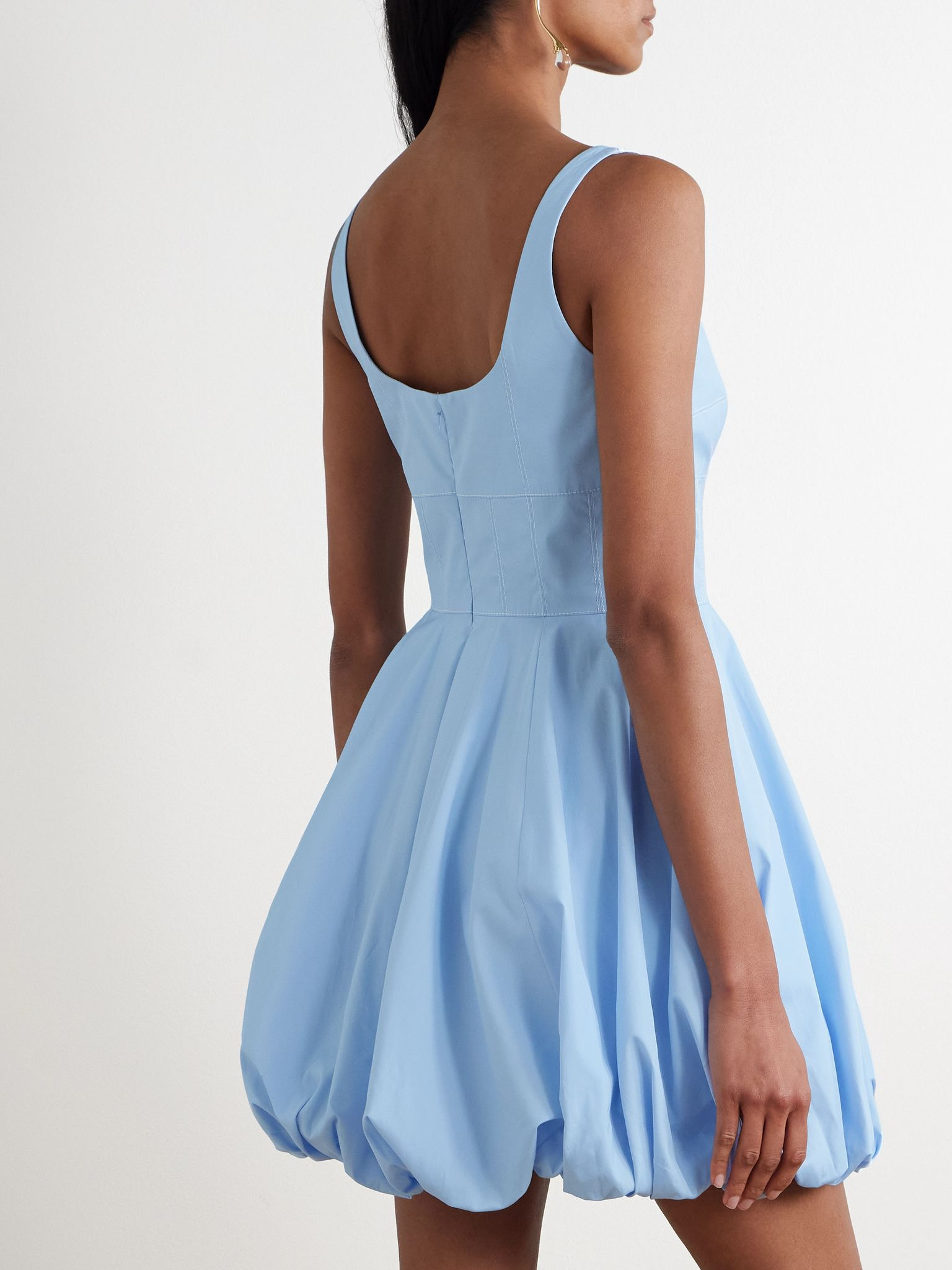 Annabelle cotton-poplin mini dress Light blue - 3