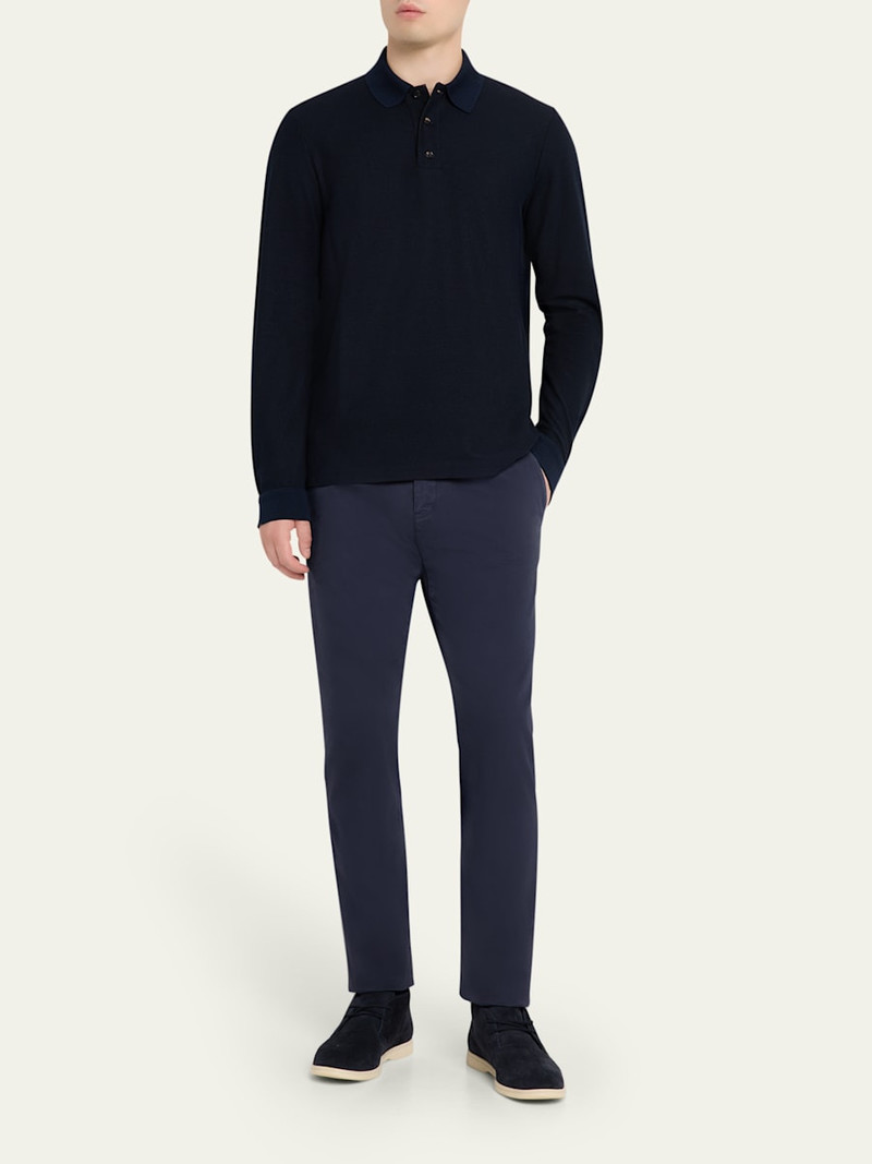 Loro Piana Men's Cerro Cotton and Cashmere Long-Sleeve Polo Shirt outlook