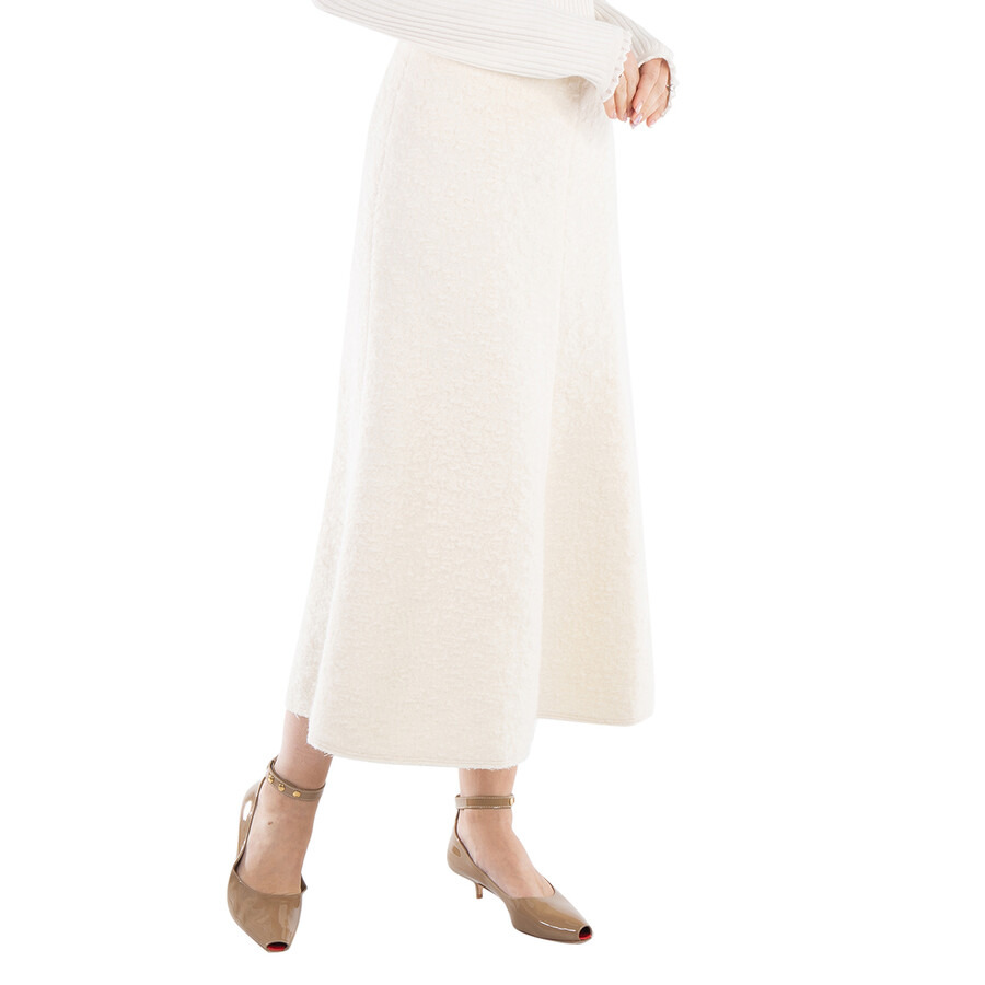 Chloe Ladies Eden White A-Line Boucle Midi Skirt - 4