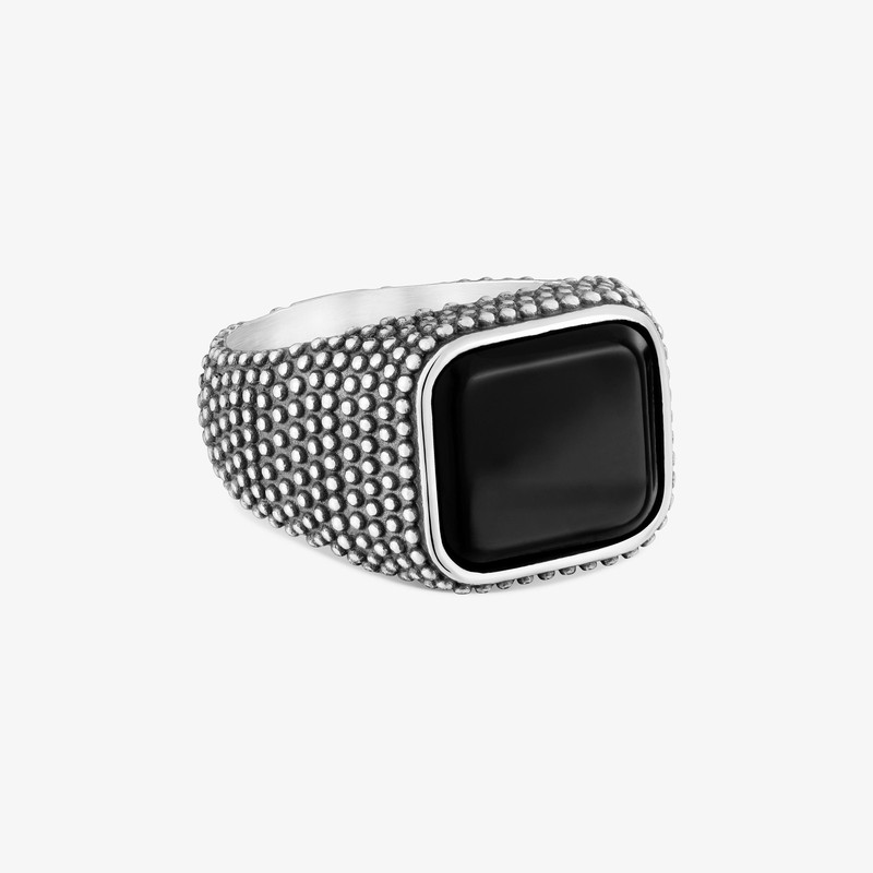 TOUS Aged silver and onyx Signet ring TOUS Man outlook