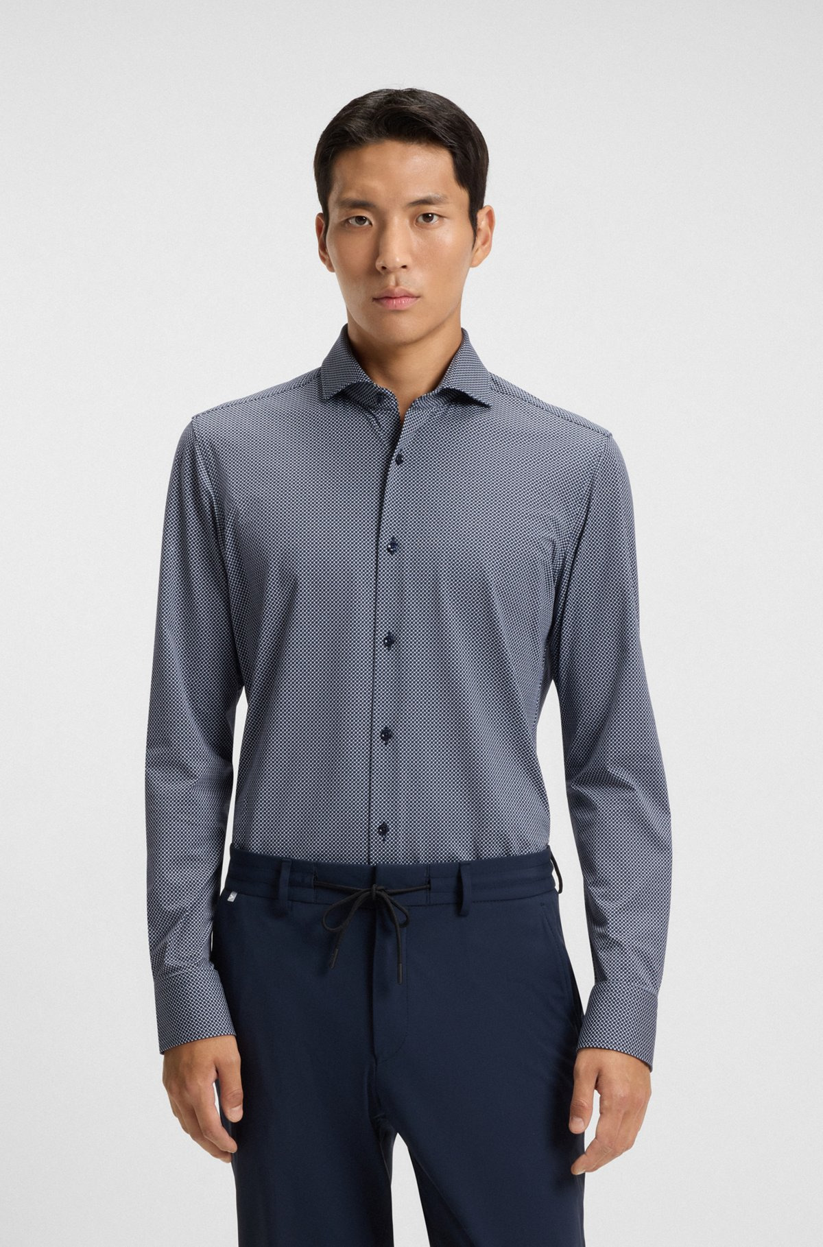 SLIM-FIT SHIRT IN PRINTED ITALIAN-MADE PERFORMANCE-STRETCH JERSEY - 2