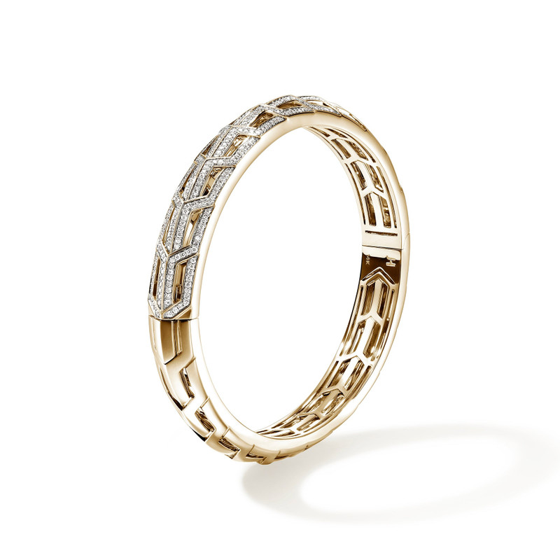 Icon 50 Hinged Bangle, Gold, Diamonds 3